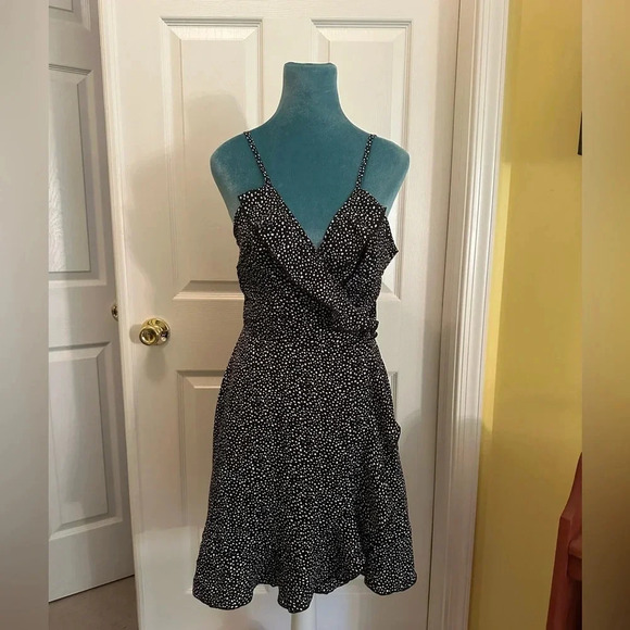 Polka dot spaghetti strap wrap dress - Picture 1 of 10